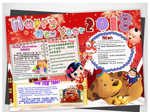 2018狗年春节民俗英语小报手抄报边框素材图片psd模板下载146.17mb元旦手抄报大全节日手抄报