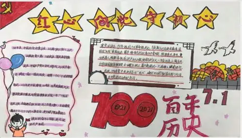 红领巾跟党走团市委市少工委组织开展庆祝建党100周年手抄报评比活动四