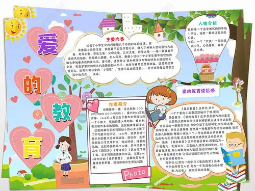 爱的教育小报文学名著亲子读书阅读手抄小报图片模板下载