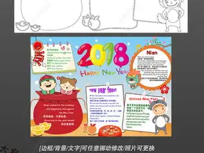 我的寒假生活小报狗年英语春节新年读书手抄小报素材图片模板下载