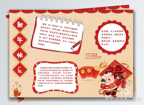 2022年虎年春节过年简洁精美手抄报1