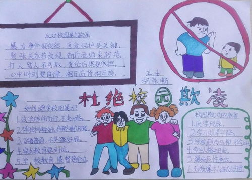 向校园欺凌说不优秀手抄报作品展示