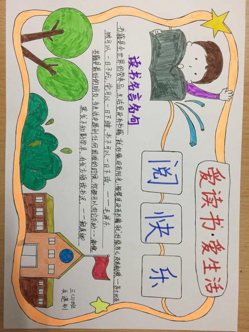 读书手抄报,书香伴我行记儒林一小三2班读书手抄报展示篇