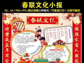 春联文化小报狗年春节新年传统习俗门神手抄图片模板psd设计图下载元旦手抄报大全编号17474531