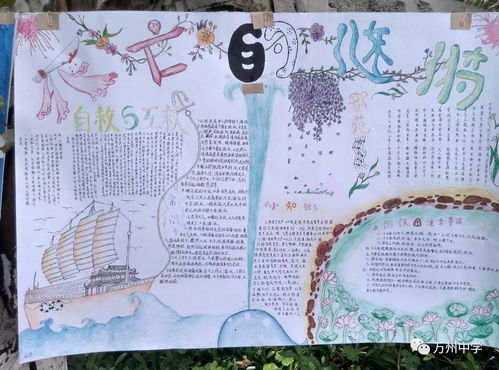 珍爱生命预防溺水让生命之花绚丽绽放万州中学开展防溺水手抄报比赛