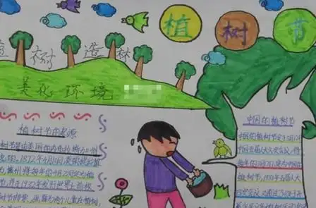 植树节手抄报画画图片2017植树节手抄报图片简单又漂亮小学生