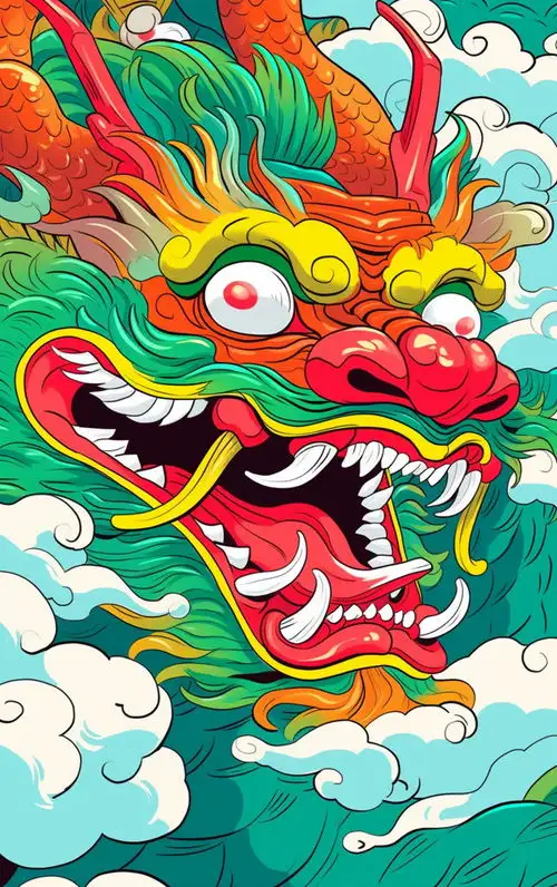 简约绿色龙年插画背景素材图片广告素材下载至来源处