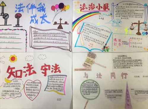 成长路上,与法同行石家庄一中实验学校初二年级政治组开展法治手抄报制作活动