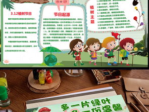 黑白线条涂色植树节小报手抄报绿色低碳环保图片模板psd设计图下载植树节手抄报大全编号19229473