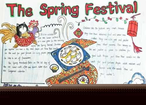 英语版元旦春节新年手抄报