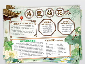 原创学生电子小报诗词手抄报诗意荷花图片素材psd模板下载157.43mb语文手抄报大全学科手抄报
