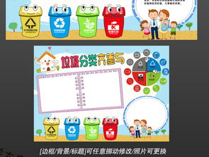 psd垃圾分类绿色环保低碳生活爱护地球手抄报小报边框图片模板psd设计图下载爱护地球手抄报大全编号16582107