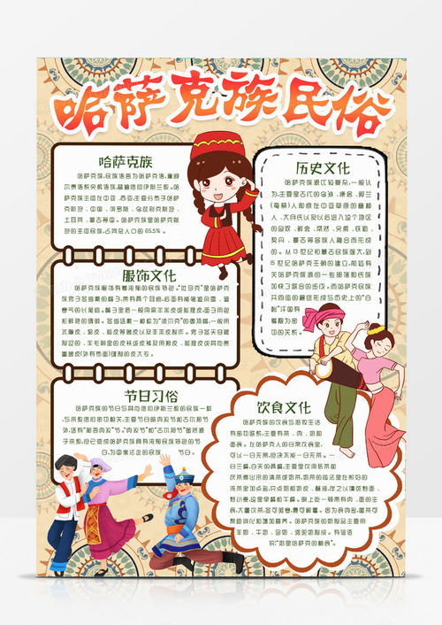 哈萨克族习俗文化小报手抄报模版word模板下载word