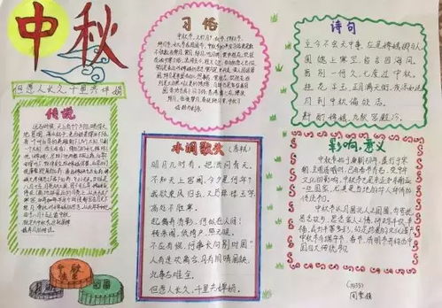 中秋节手抄报图片素材模板文字简单易画...赶快给孩子准备