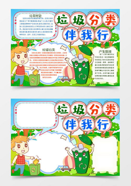 环保卡通垃圾分类小报手抄报word模板下载熊猫办公