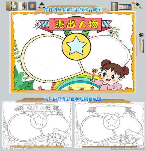 杰出人物小报手抄报模板设计图