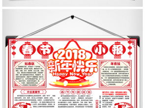2018中国风剪纸小报狗年春节小报图片素材psd模板下载23.01mb元旦手抄报大全节日手抄报