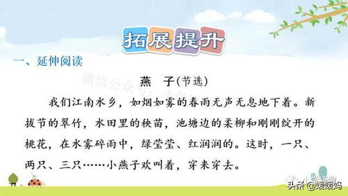 三年级下册语文第2课燕子图文详解及同步练习
