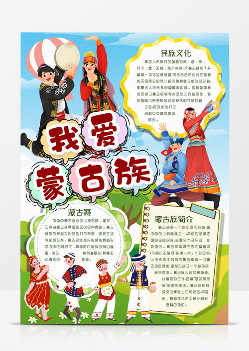 蒙古族习俗文化小报手抄报模版word模板下载熊猫办公