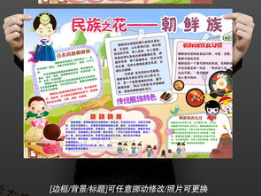 少数民族朝鲜族团结卡通风俗习俗手抄报小报边框图片素材psd模板下载75.67mb其他大全