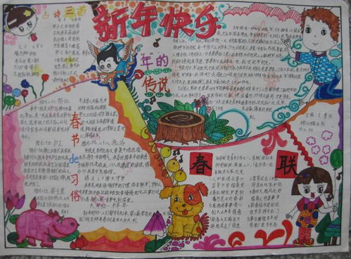 新年快乐手抄报图片
