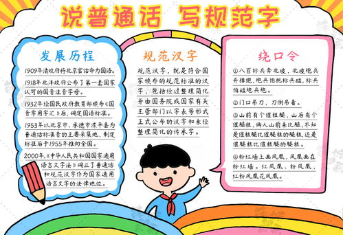 学画简单又好看的推广普通话手抄报,含内容文字,家长可收藏备用