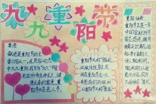 小学生手抄报重阳节彩铅