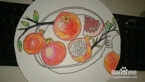 四年级中秋国庆主题画石榴儿童画