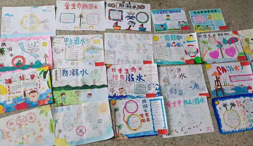 固镇县连城镇中心小学开展防溺水手抄报评比活动