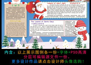 蓝色英语圣诞节小报平安夜新年手抄报电子小报素材图片模板psd设计图下载圣诞节手抄报大全编号18959372