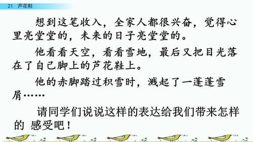 部编版四年级下册第21课芦花鞋图文讲解