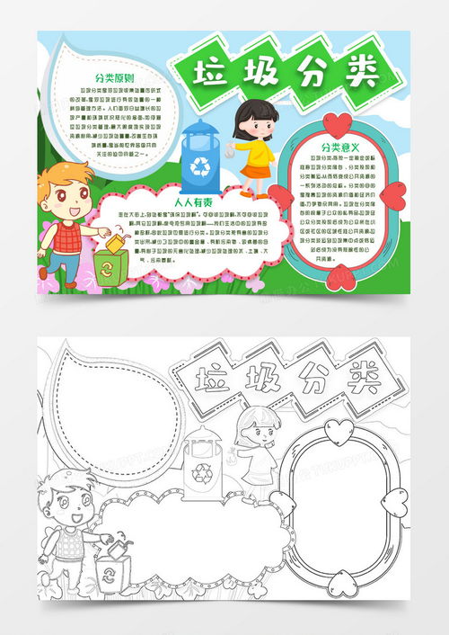 垃圾分类绿色环保小报手抄报模版word模板下载熊猫办公
