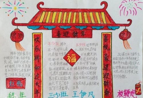 春节手抄报放烟花
