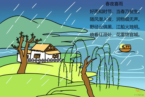 春夜喜雨古诗配画简笔画怎么画