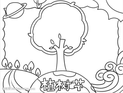 绿色植树节手抄报简单
